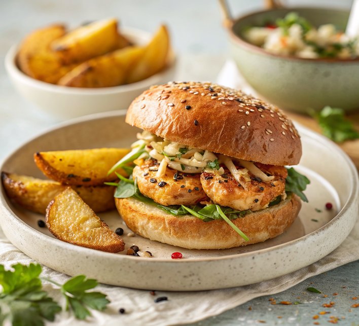 Aromatic prawn smash burgers