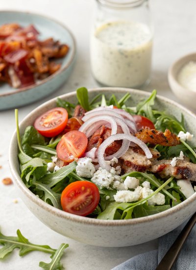 Arugula Salad with Bacon, Tomatoes & Buttermilk Dressing