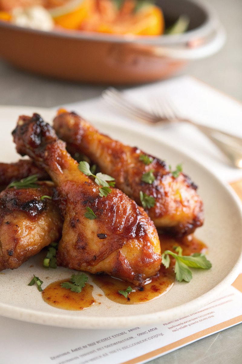 Baked Chicken Drumsticks with Apricot Glaze