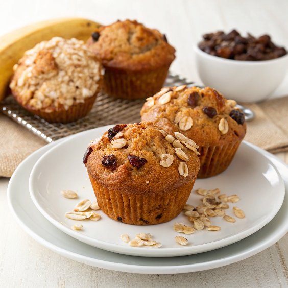 Banana Oatmeal Raisin Muffins