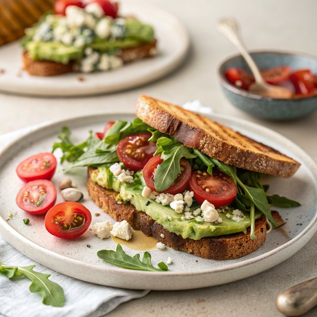 Blue Cheese + Smashed Avocado and Roasted Tomato Grilled Cheese