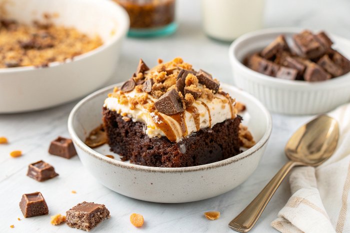 Butterfinger Poke Cake