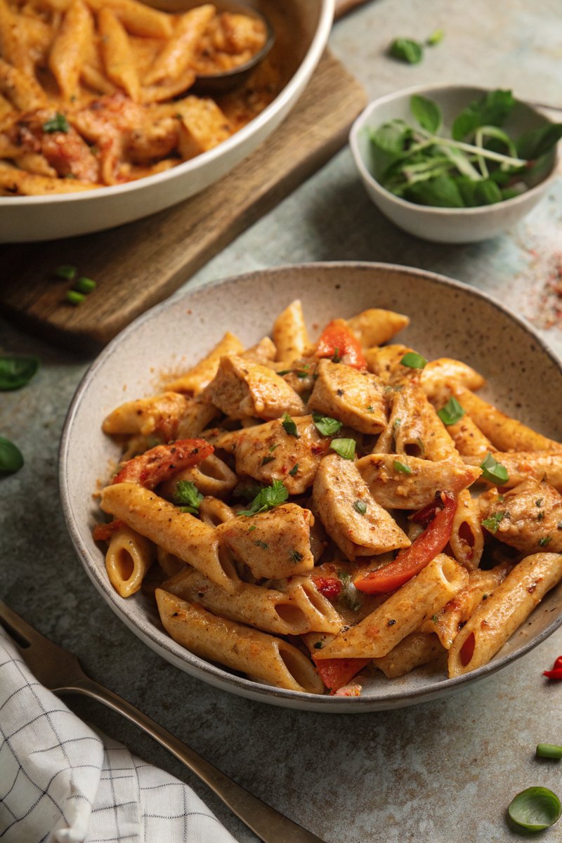 Cajun Chicken Pasta with Creamy Hot Pepper Sauce