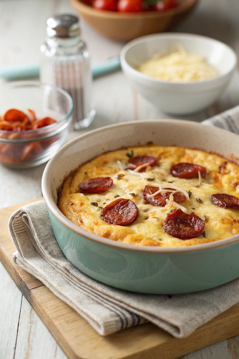 Cheese and Chorizo Crustless Pie