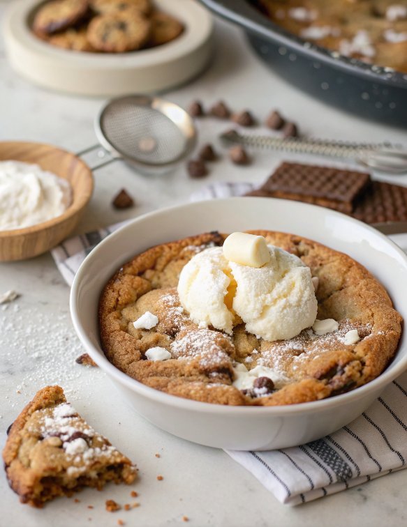 Cheesecake Stuffed Skillet Cookie