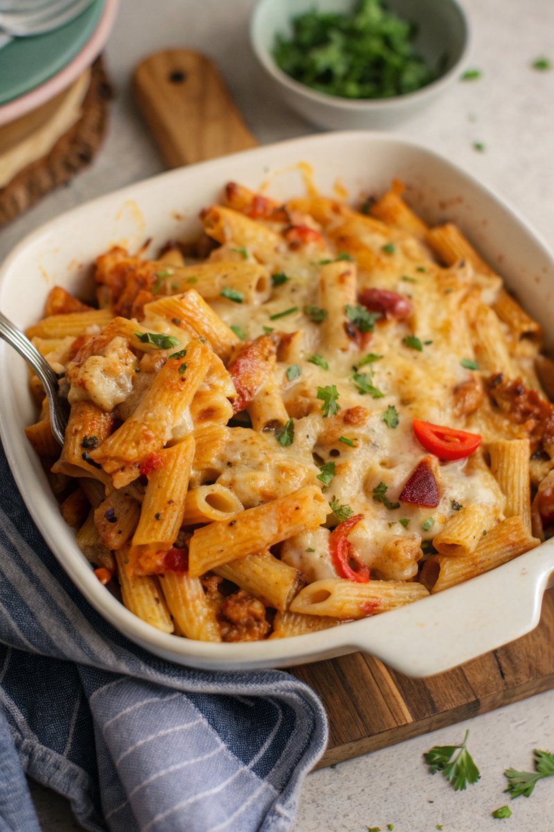 Cheesy Chicken and Bacon Pasta Bake