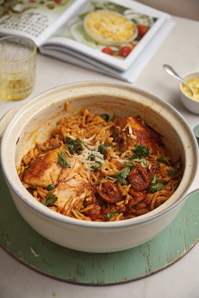 Chicken and Chorizo Slow-Cooked Orzo