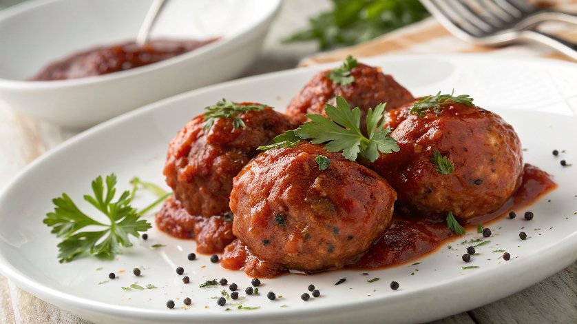 Chicken Meatballs with Tomato-Balsamic Glaze