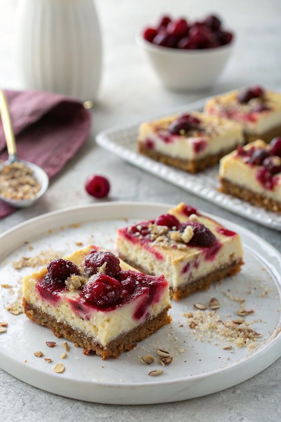Cranberry Swirl Cheesecake Squares