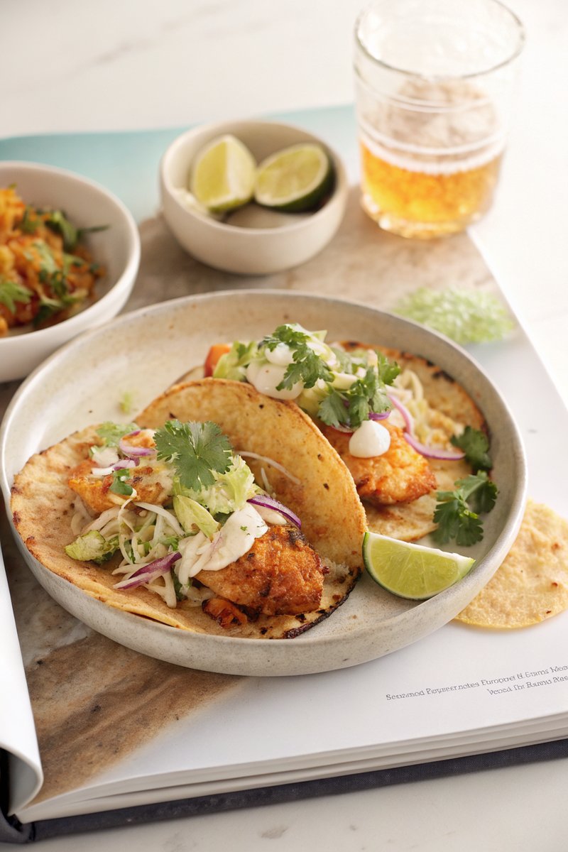 Crispy Fried Fish Tacos with Crema and Slaw