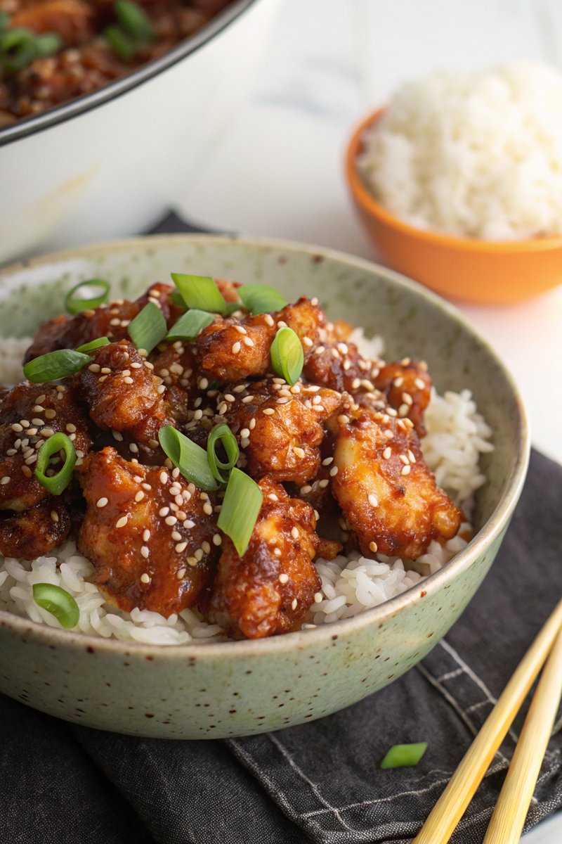 Crispy Sesame Chicken with Sweet and Spicy Sauce