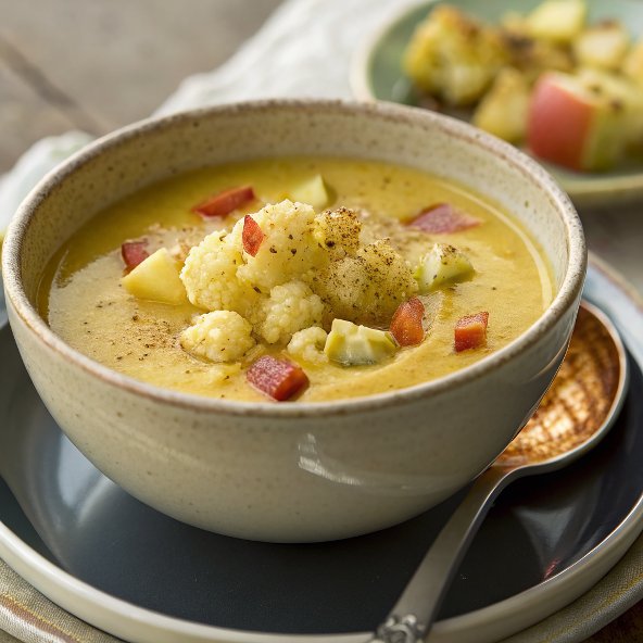 Curried Cauliflower Soup with Apples