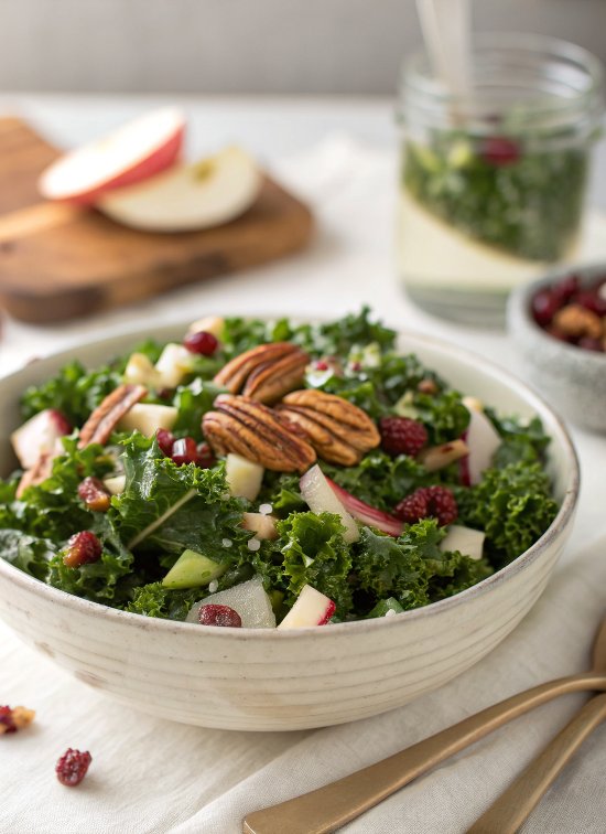 Deb's Kale Salad with Apple, Cranberries and Pecans
