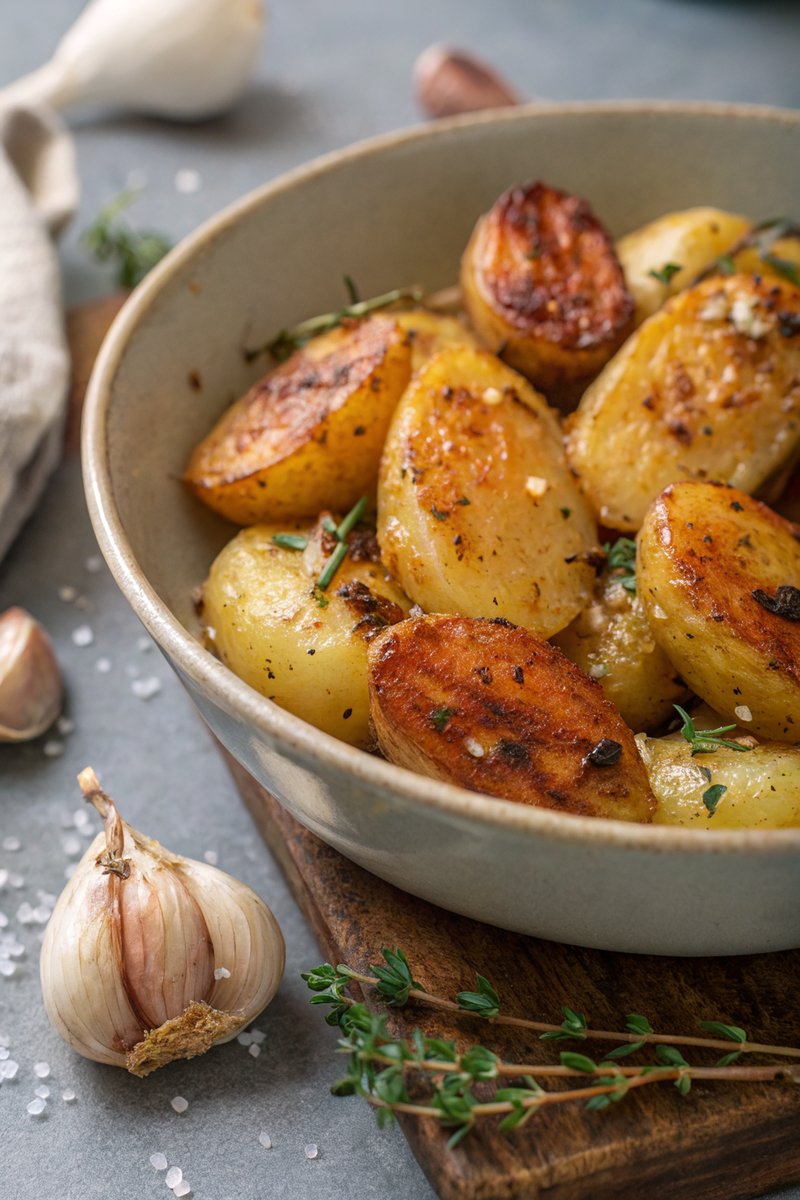 Garlic and Thyme Confit Potatoes