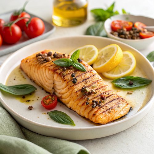 Golden hasselback salmon