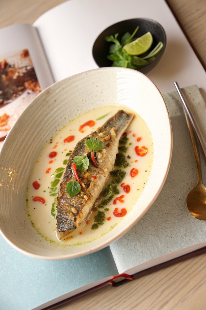 Grilled Branzino with Coconut Broth