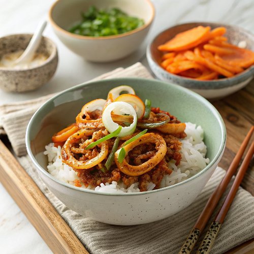 Korean Spicy Squid Rice Bowl (Ojingeo Deopbap)