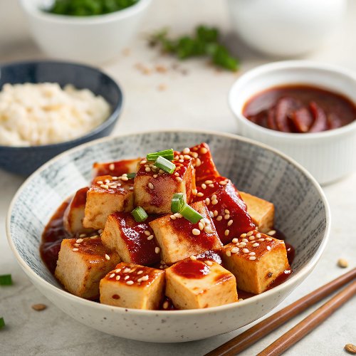 Korean Tofu with Spicy Korean Ketchup