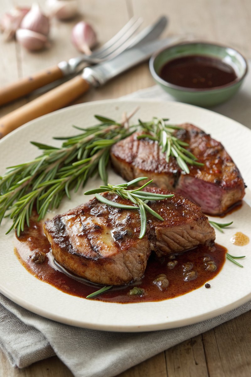 Lamb Steaks with Rosemary and Port Sauce
