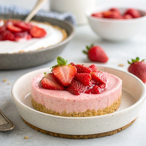 Low Fat Strawberry No-Bake Cheesecake