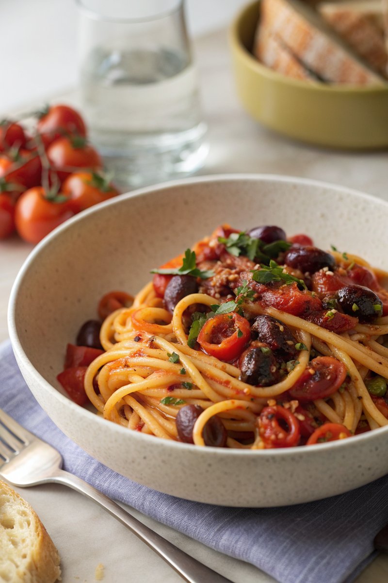 Mediterranean Puttanesca Pasta