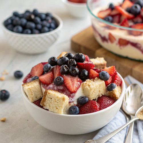 No-Bake Strawberry Blueberry Trifle