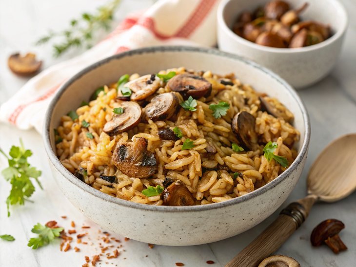 One-tray spiced mushroom pilaf