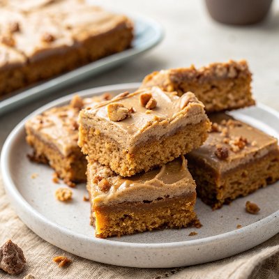Peanut Butter Cookie Bars with Butterfinger Frosting