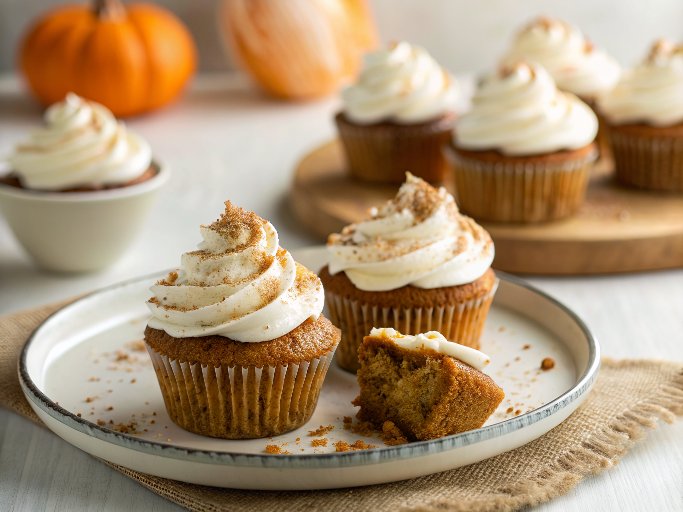 Pumpkin Cupcakes with Cream Cheese Frosting