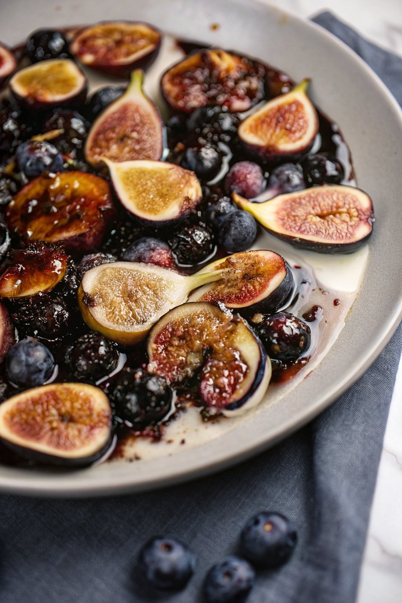 Roasted Fruit with Coffee Miso Tahini