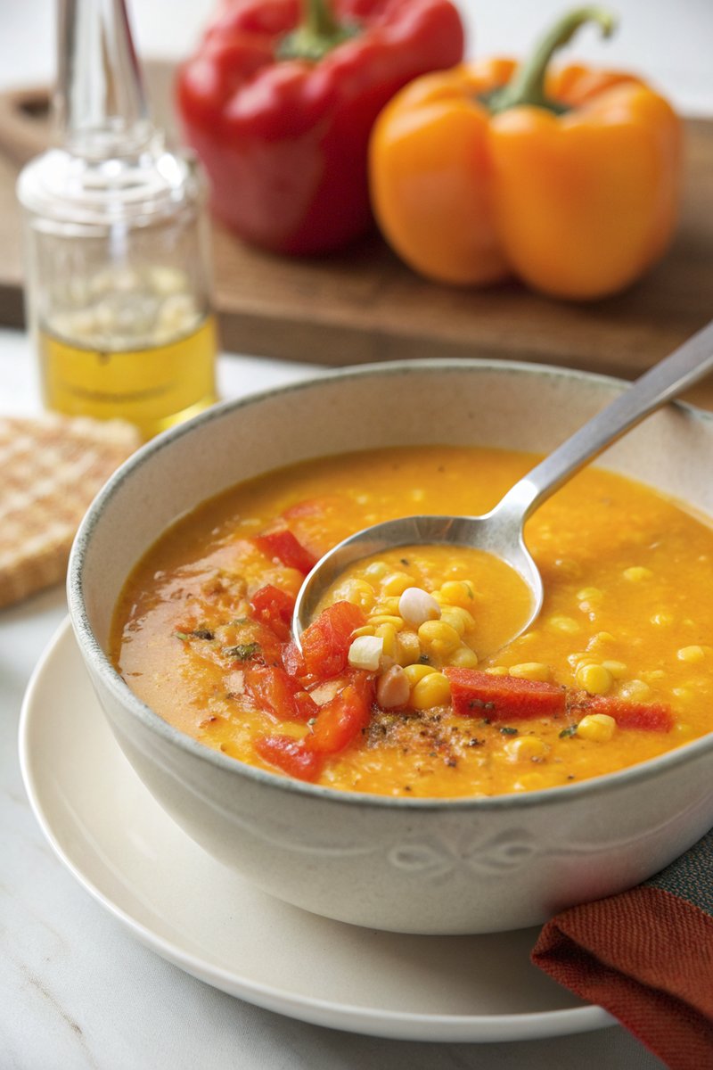 Roasted Pepper and Sweetcorn Soup