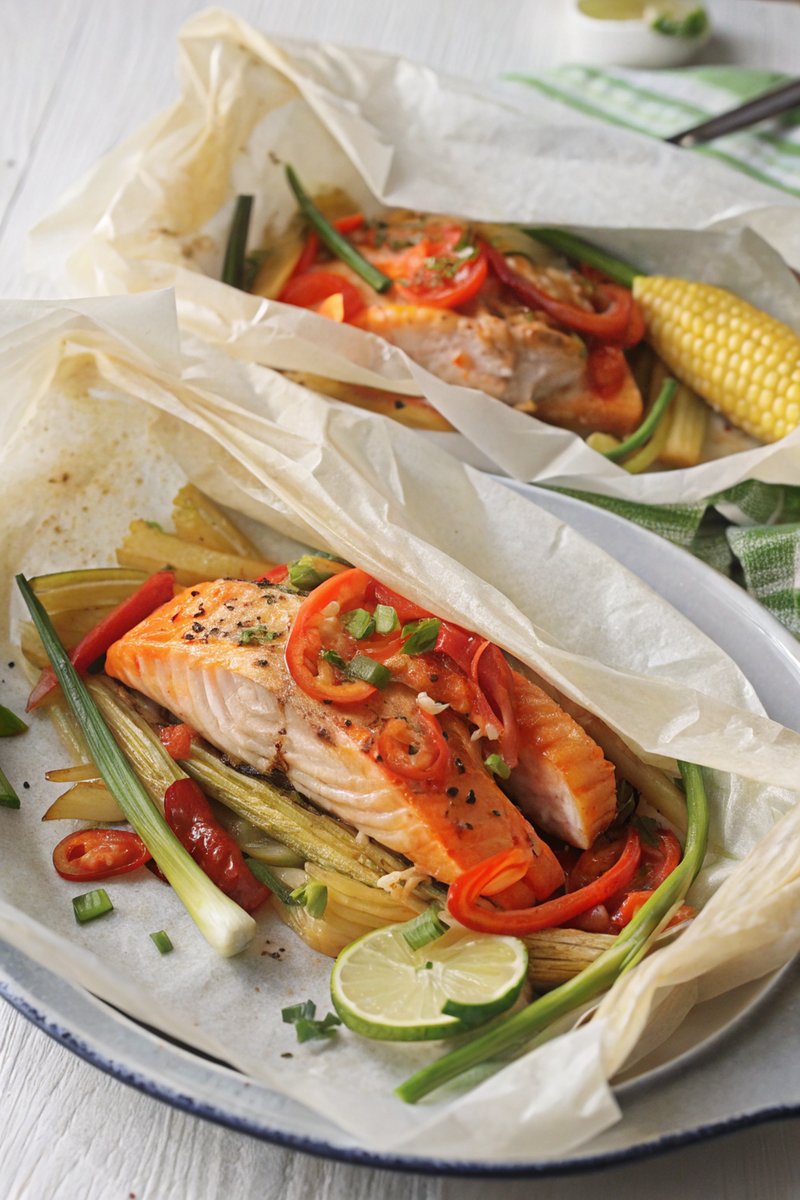 Salmon en Papillote with Vegetables