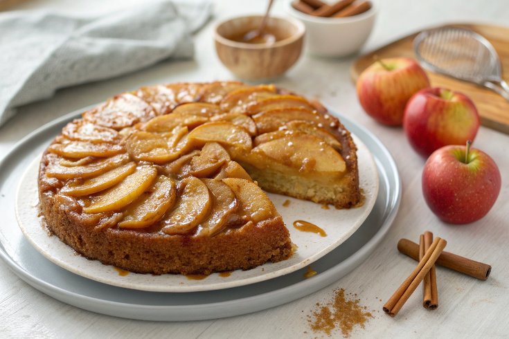 Salted Caramel Apple Upside Down Cake