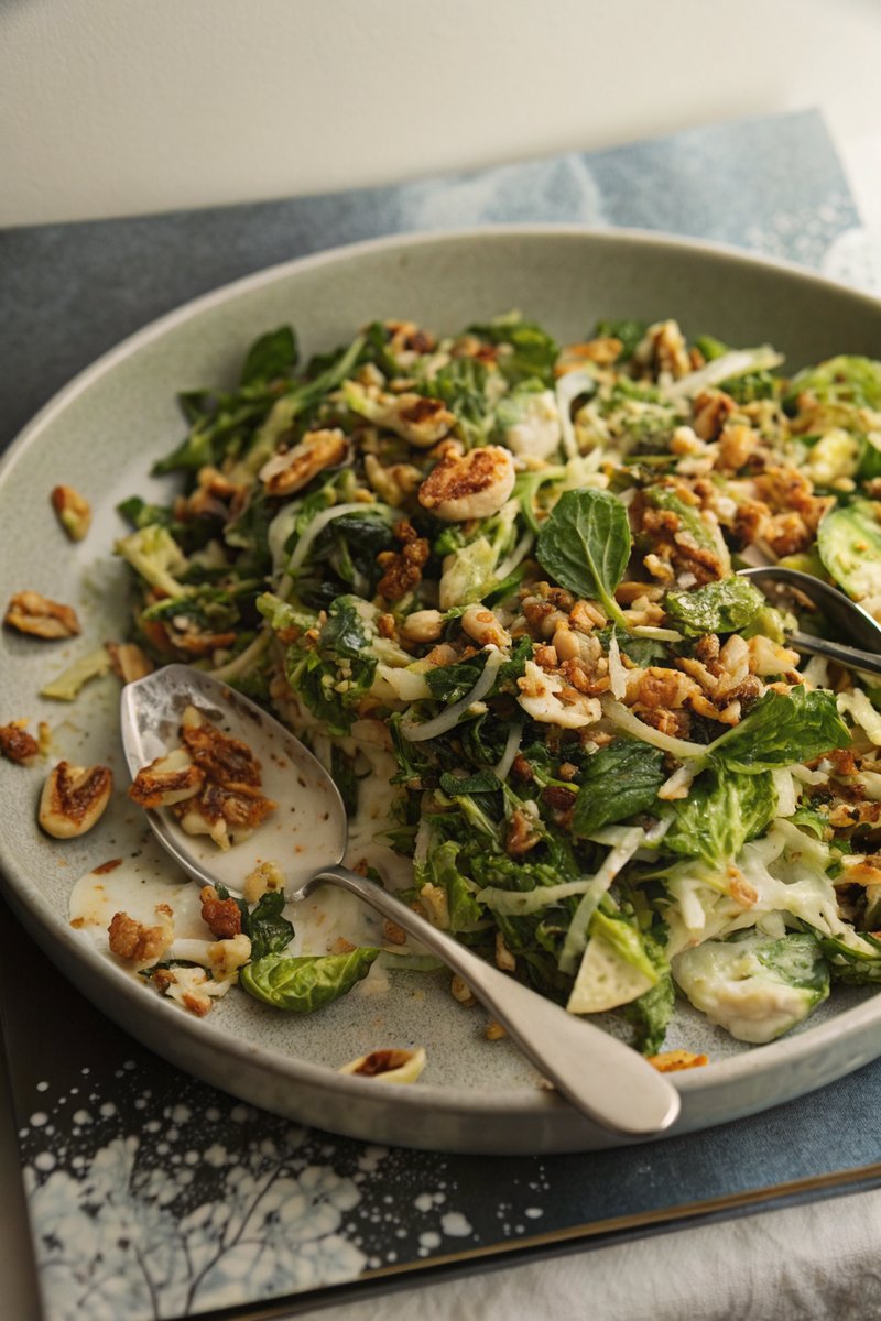 Shaved Brussels Sprouts Salad with Mint and Walnuts