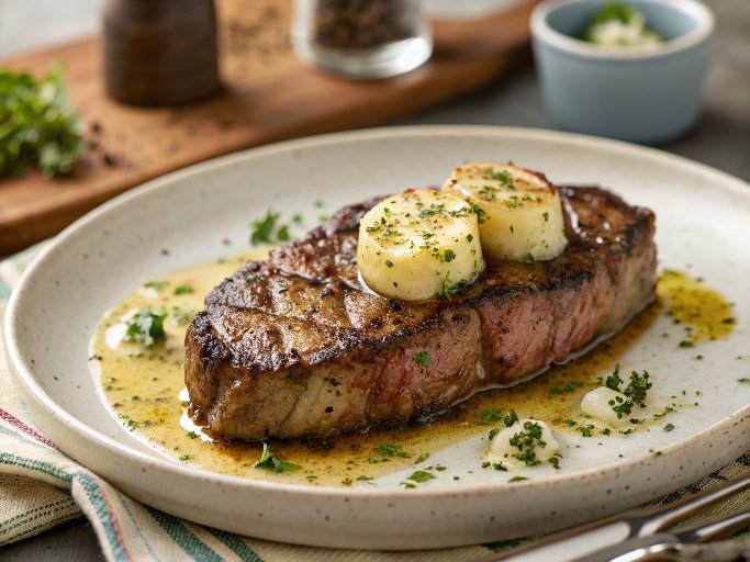 Skillet Seared Steak with Garlic Butter