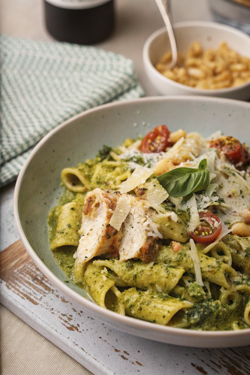 Slow-Cooked Chicken Pesto Pasta