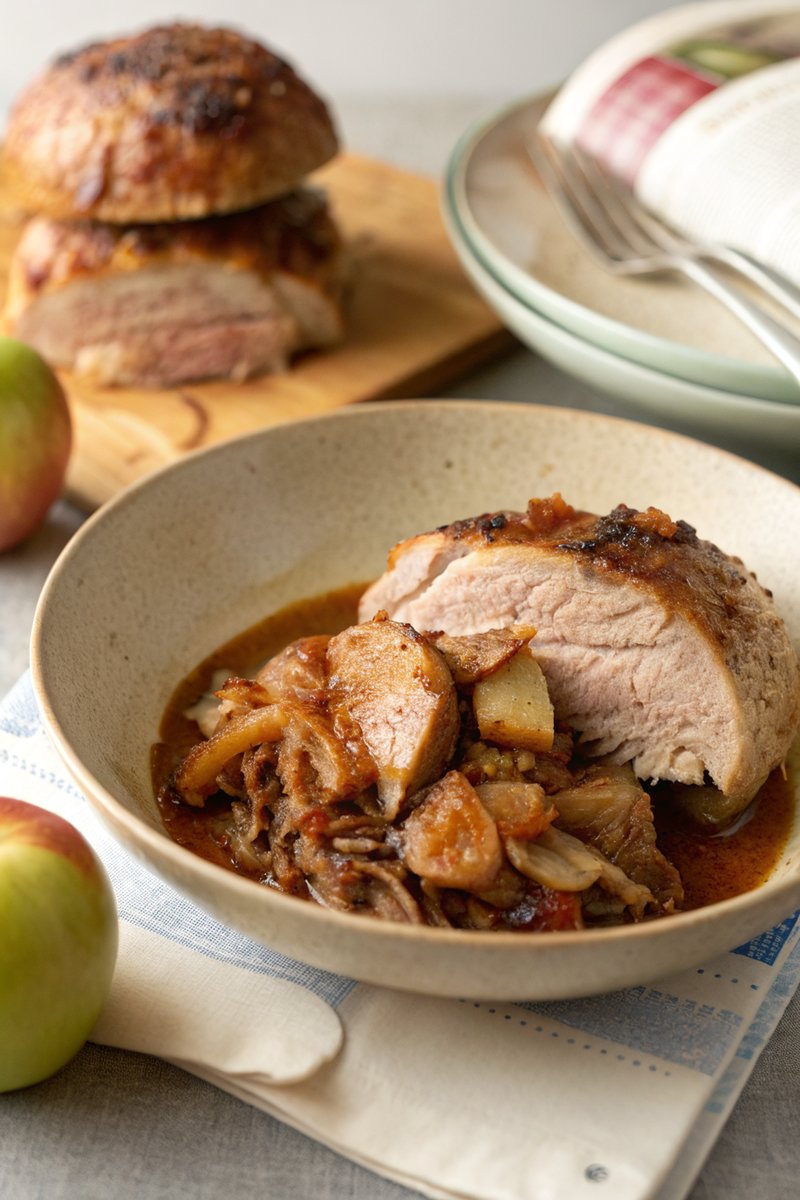 Slow-Cooked Pork with Apple Cider Sauce