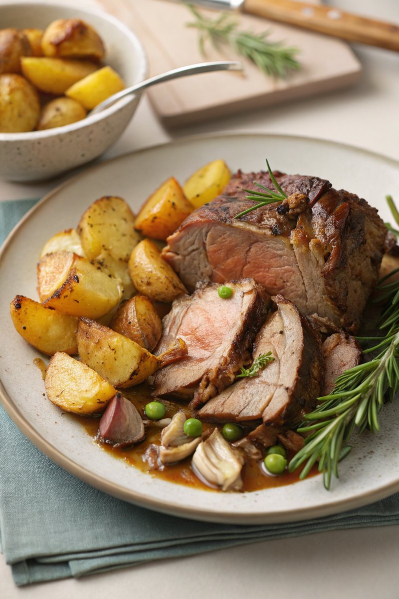 Slow-Cooked Roast Lamb with Potatoes