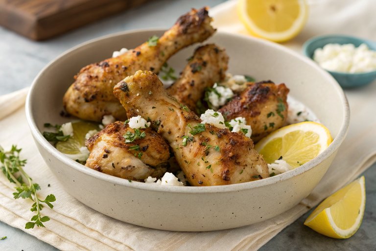 Slow Cooker Lemon Feta Drumsticks