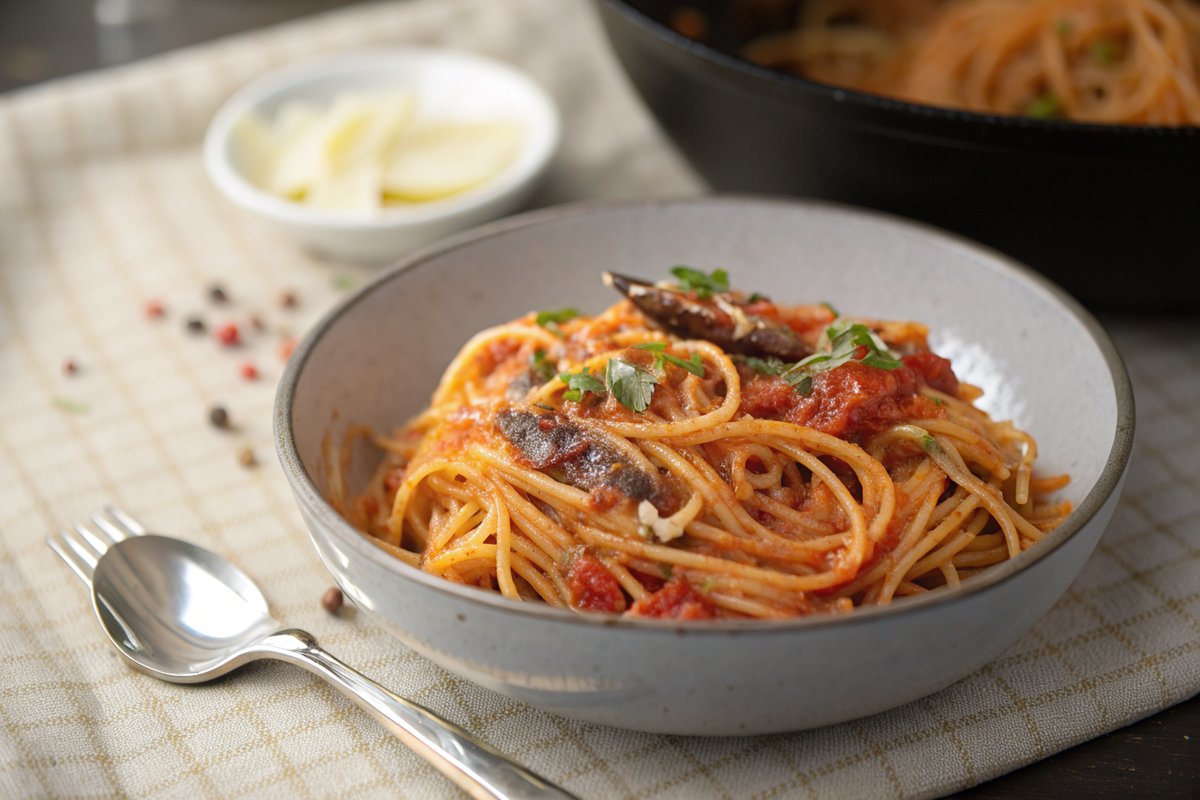 Spaghetti with Anchovy and Tomato Sauce