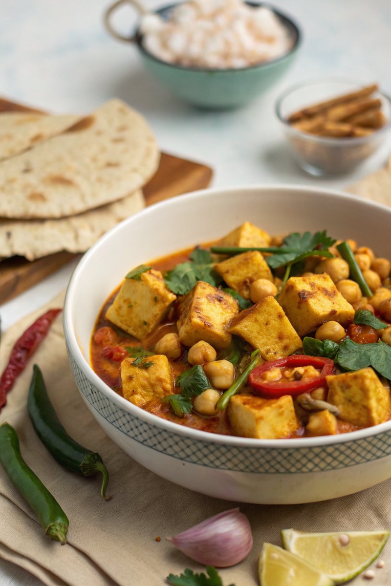 Spicy Tofu and Chickpea Curry