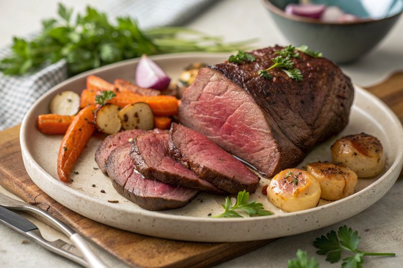 Tasty roast topside of beef