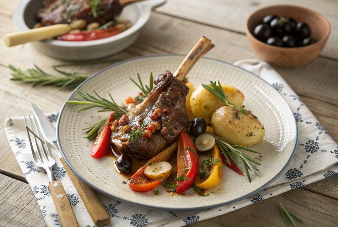 Tender glazed lamb shanks