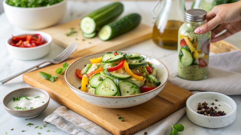 TikTok Viral Cucumber and Bell Pepper Salad