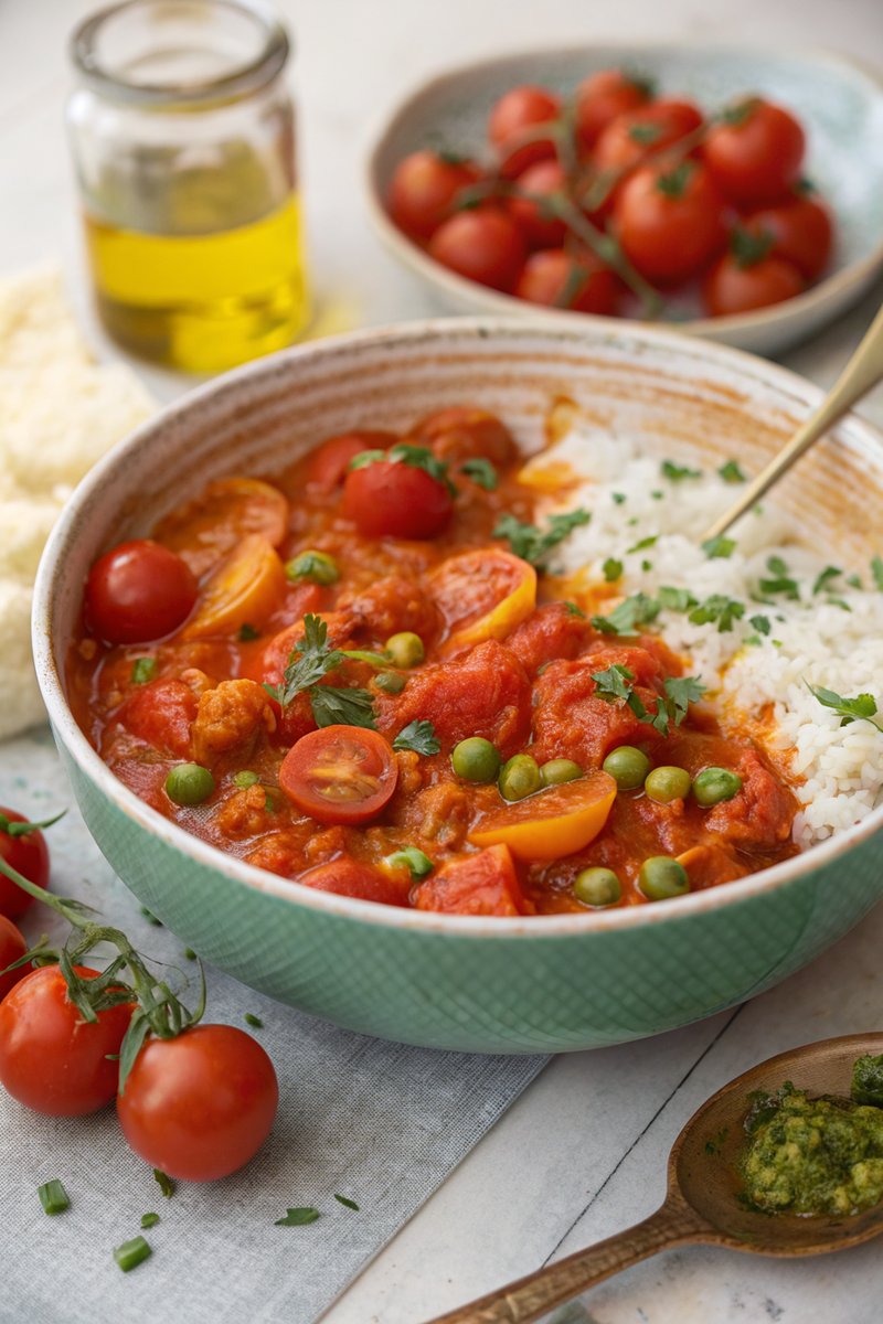 Tomato Curry with Coconut Rice