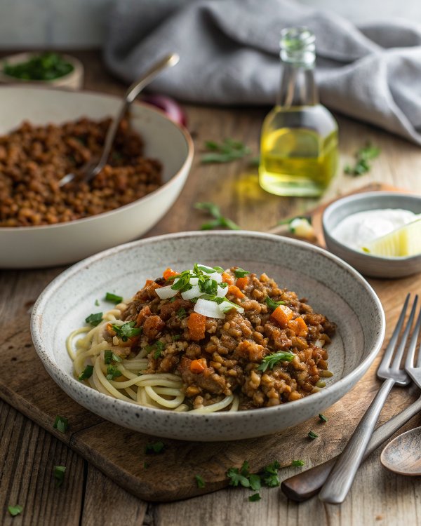 Vegan lentil ‘Bolognese’
