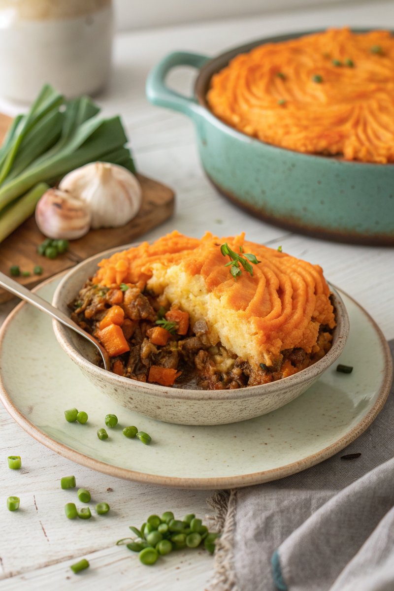 Vegetable Cottage Pie with Sweet Potato Mash