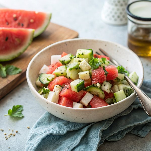 Watermelon, Jicama and Cucumber Salad